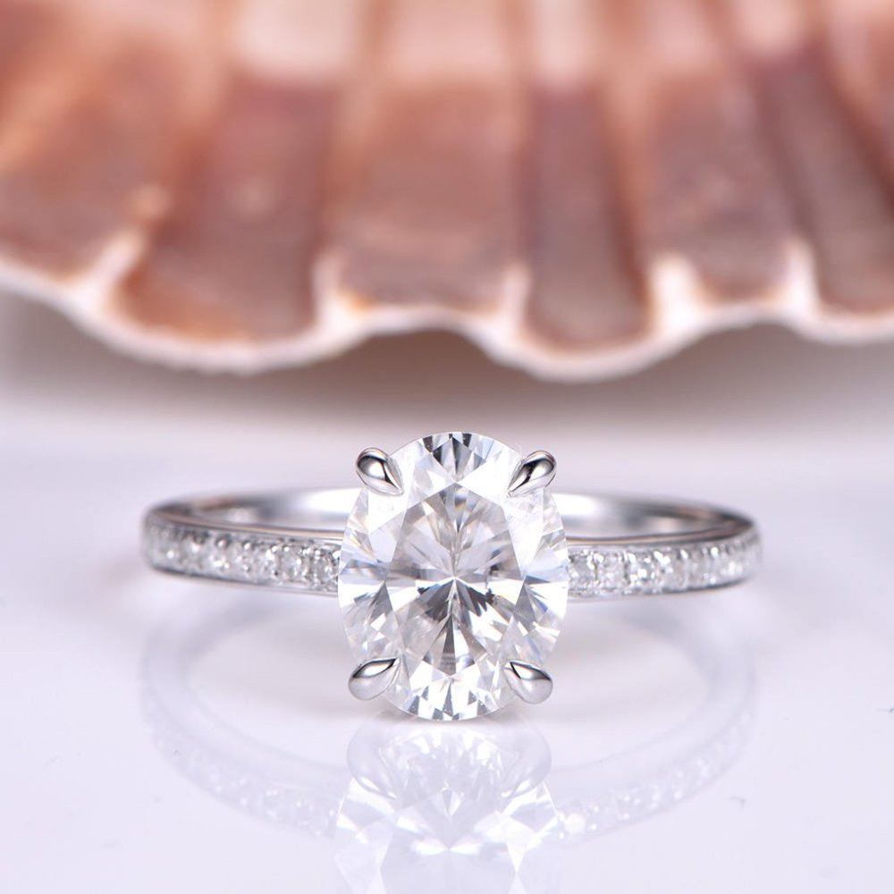 1Ct Oval Moissanite Diamond Engagment Ring In Gold